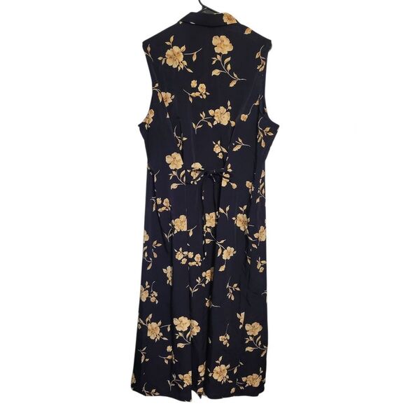 Sag Harbor Woman Black Gold Floral Dress Tank Maxi Button Up, Plus Size 22W NEW - Picture 2 of 5
